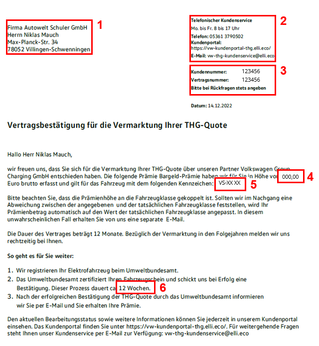 Vertragsbestätigung